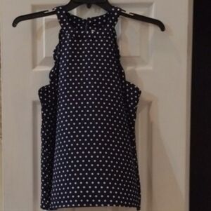Monteau Navy and White Polka Dot Top